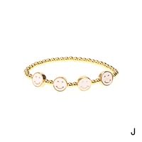 European And American Style Design Metal Beaded Elastic Bracelet Personalized Dripping Smiley Face Stitching Hip Hop Bracelet Jewelry Wholesale sku image 10
