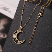Fashion Hollow Copper Inlaid Zirconium Moon Necklace Wholesale Nihaojewelry sku image 1