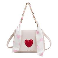 Fashion Silk Scarf Woven Chain Solid Color Heart Shoulder Bag Wholesale Nihaojewelry sku image 1