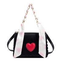 Fashion Silk Scarf Woven Chain Solid Color Heart Shoulder Bag Wholesale Nihaojewelry sku image 2