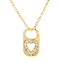 Retro Hollow Lock Heart Micro-inlaid Zircon Copper Necklace Wholesale Nihaojewelry sku image 1