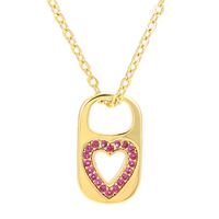Retro Hollow Lock Heart Micro-inlaid Zircon Copper Necklace Wholesale Nihaojewelry sku image 2