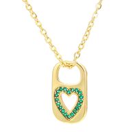 Retro Hollow Lock Heart Micro-inlaid Zircon Copper Necklace Wholesale Nihaojewelry sku image 3