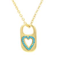 Retro Hollow Lock Heart Micro-inlaid Zircon Copper Necklace Wholesale Nihaojewelry sku image 4