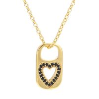 Retro Hollow Lock Heart Micro-inlaid Zircon Copper Necklace Wholesale Nihaojewelry sku image 5