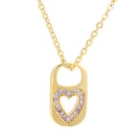 Retro Hollow Lock Heart Micro-inlaid Zircon Copper Necklace Wholesale Nihaojewelry sku image 6