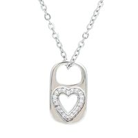 Retro Hollow Lock Heart Micro-inlaid Zircon Copper Necklace Wholesale Nihaojewelry sku image 7