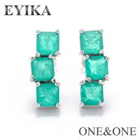 Fashion New Zircon Color Square Crystal Copper Earrings Wholesale Nihaojewelry sku image 1