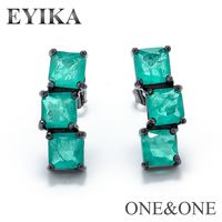 Fashion New Zircon Color Square Crystal Copper Earrings Wholesale Nihaojewelry sku image 2