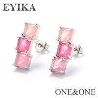 Fashion New Zircon Color Square Crystal Copper Earrings Wholesale Nihaojewelry main image 5