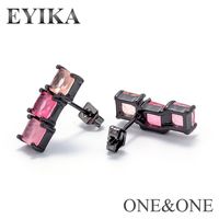 Fashion New Zircon Color Square Crystal Copper Earrings Wholesale Nihaojewelry main image 6