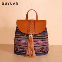 New Style Ethnic Woven Tassel Backpack Wholesale Nihaojewelry sku image 1