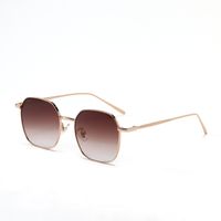 Retro Textured Polygonal Metal Frame Sunglasses sku image 5