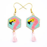 Women Earrings Creative Fashion Miyuki Rice Beads Woven Peacock Feather Ear Jewelry sku image 18