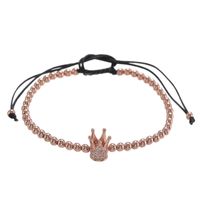Hot Sale Punk Simple Wild Copper Bead Woven Micro Inlaid Zircon Crown Four-color Bracelet Bracelet Men sku image 3