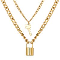 New Fashion Style Creative Key Lock Pendant Four-layer Necklace sku image 3