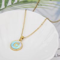 Titanium Steel 18K Gold Plated Simple Style Plating Inlaid Shell Letter Shell Necklace sku image 3