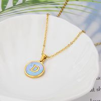 Titanium Steel 18K Gold Plated Simple Style Plating Inlaid Shell Letter Shell Necklace sku image 4