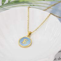 Titanium Steel 18K Gold Plated Simple Style Plating Inlaid Shell Letter Shell Necklace sku image 5