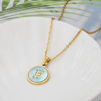Titanium Steel 18K Gold Plated Simple Style Plating Inlaid Shell Letter Shell Necklace sku image 6