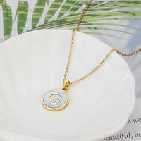 Titanium Steel 18K Gold Plated Simple Style Plating Inlaid Shell Letter Shell Necklace sku image 7