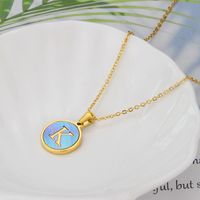 Titanium Steel 18K Gold Plated Simple Style Plating Inlaid Shell Letter Shell Necklace sku image 11