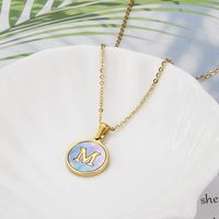 Titanium Steel 18K Gold Plated Simple Style Plating Inlaid Shell Letter Shell Necklace sku image 13