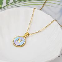 Titanium Steel 18K Gold Plated Simple Style Plating Inlaid Shell Letter Shell Necklace sku image 14