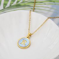 Titanium Steel 18K Gold Plated Simple Style Plating Inlaid Shell Letter Shell Necklace sku image 18