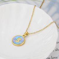 Titanium Steel 18K Gold Plated Simple Style Plating Inlaid Shell Letter Shell Necklace sku image 19