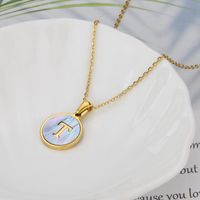 Titanium Steel 18K Gold Plated Simple Style Plating Inlaid Shell Letter Shell Necklace sku image 20