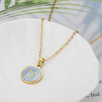 Titanium Steel 18K Gold Plated Simple Style Plating Inlaid Shell Letter Shell Necklace sku image 21