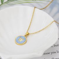 Titanium Steel 18K Gold Plated Simple Style Plating Inlaid Shell Letter Shell Necklace sku image 23