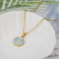 Titanium Steel 18K Gold Plated Simple Style Plating Inlaid Shell Letter Shell Necklace sku image 24