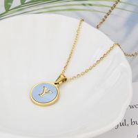 Titanium Steel 18K Gold Plated Simple Style Plating Inlaid Shell Letter Shell Necklace sku image 25