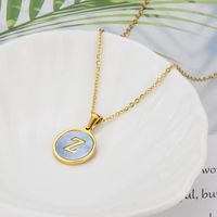Titanium Steel 18K Gold Plated Simple Style Plating Inlaid Shell Letter Shell Necklace sku image 26