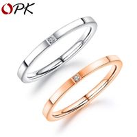 O Rose Gold Single Diamond Titanium Steel Ladies Ring Simple Fashion Accessories sku image 10