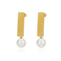 Wholesale Simple Pearl Square Long Stainless Steel Earrings Nihaojewelry main image 6