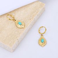 Wholesale New Simple Stainless Steel Oval Turquoise Necklace Pendant Nihaojewelry main image 3
