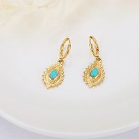 Wholesale New Simple Stainless Steel Oval Turquoise Necklace Pendant Nihaojewelry main image 4
