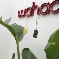 18k Double-sided Star Moon Square Brand Titanium Necklace Wholesale Nihaojewelry main image 3