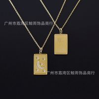 18k Double-sided Star Moon Square Brand Titanium Necklace Wholesale Nihaojewelry main image 5