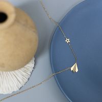 14k Fashion Paper Airplane Geometric Star Titanium Necklace Wholesale Nihaojewelry main image 2