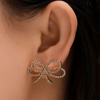 Wholesale Fashion Alloy Diamond Bow Stud Earrings Nihaojewelry main image 1