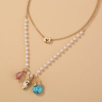 Fashion Simple  Pearl Double Turquoise Necklace Wholesale Nihaojewelry main image 1