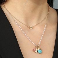 Fashion Simple  Pearl Double Turquoise Necklace Wholesale Nihaojewelry main image 5