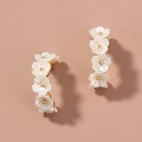 Wholesale Retro Pearl Petal C-shape Earrings Nihaojewelry main image 2