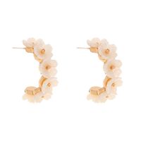 Wholesale Retro Pearl Petal C-shape Earrings Nihaojewelry main image 6