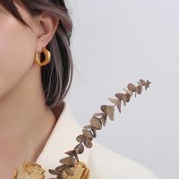 Großhandel Einfache Titanstahl Überzogene Unregelmäßige Ohrringe Aus 18 Karat Gold Nihaojewelry main image 1