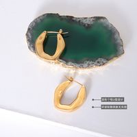 Vente En Gros Boucles D&#39;oreilles Irrégulières Simples En Acier Titane Plaqué Or 18 Carats Nihaojewelry main image 3